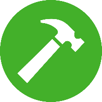 An icon depicting a hammer